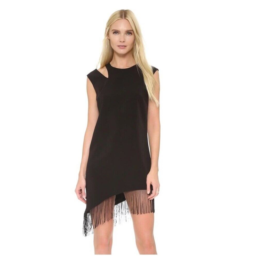 Ali‎ & Jay Medium Black Asymmetrical Fringe Hem Shift Dress Edgy Rock Whimsigoth